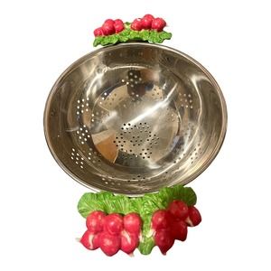 Rare Colander Radish Dual Handle Stainless Steel 11"